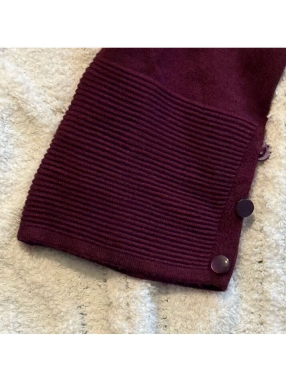 Evolution by Cyrus Ribbed Cardigan XS Red Burgundy Open Front Knit Lightweight - Picture 7 of 14